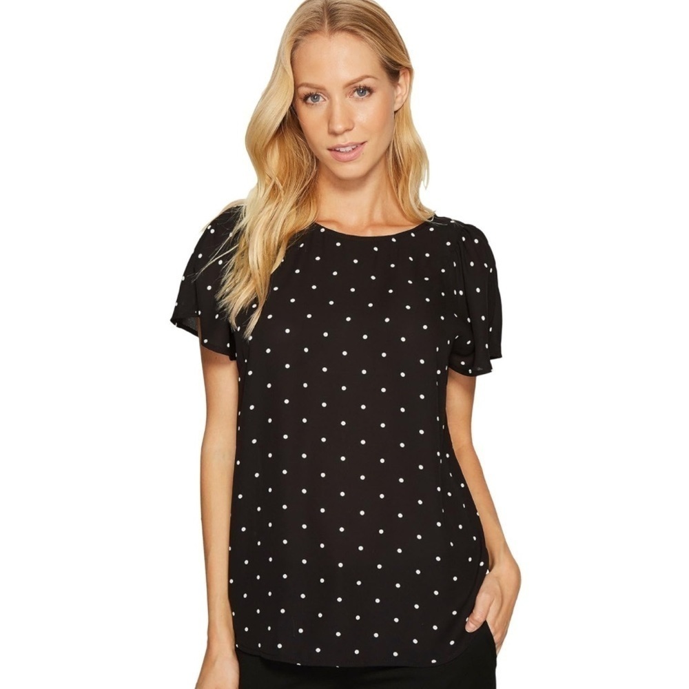 CECE womens Flutter Cap Sleeve Blouse Size S